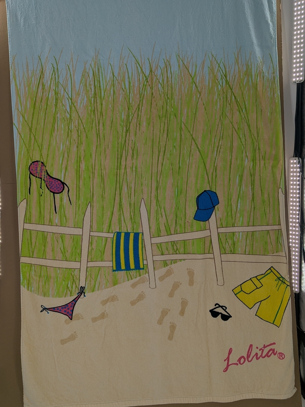 Lolita Vintage Cotton Beach Towel Graphic Print Skinny Dipping Seaside 66x40